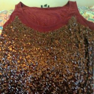 Burgundy tank with sequins